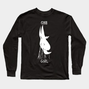 Girl and bird optical illusion- description Long Sleeve T-Shirt